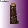 Sexy Leoparden muster Knie High Lock Dekor Stiefel Keile Absatz Frauen Schuhe Seite Reiß verschluss