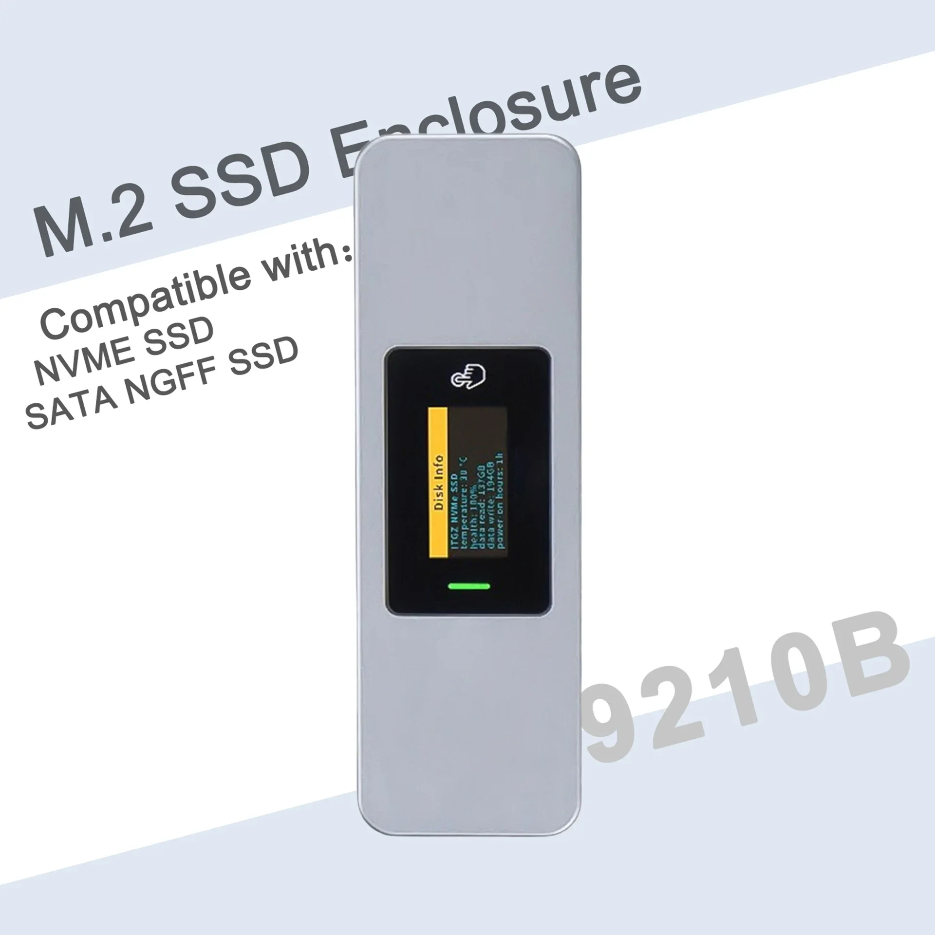 M.2 NVMe/NGFF SSD-Gehäuseadapter mit Bildschirmanzeige, USB 3.2 Gen2 10 Gbit/s, M-Key M2-Gehäuse 2280, externer Aluminium-NVMe-Leser Image
