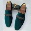 Männer Wildleder Leder Müßiggänger Cosplay Grün Wohnungen Slip-on Mode Herbst Casual Mokassins Männlichen Schuhe Hochzeit Schuhe Größe 38-48