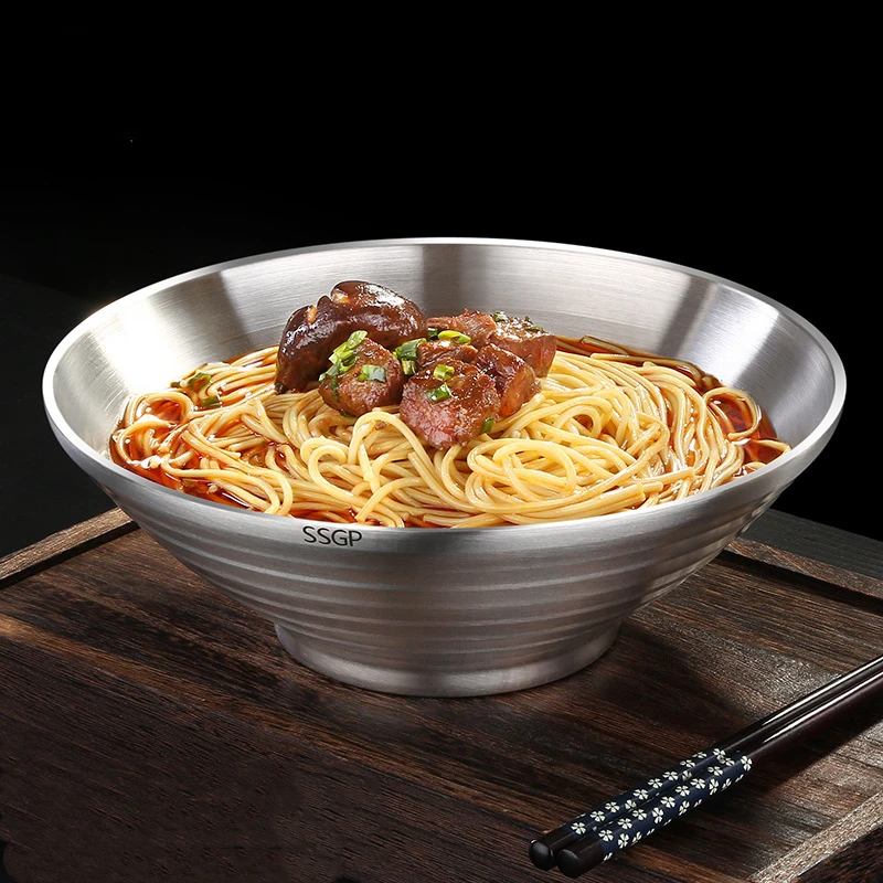 Lfgb Zertifikat 304 Edelstahl Ramen Schüssel Luxus wärme isolierende 24cm Pfanne koreanische japanische Nudel Besteck Geschirr Image