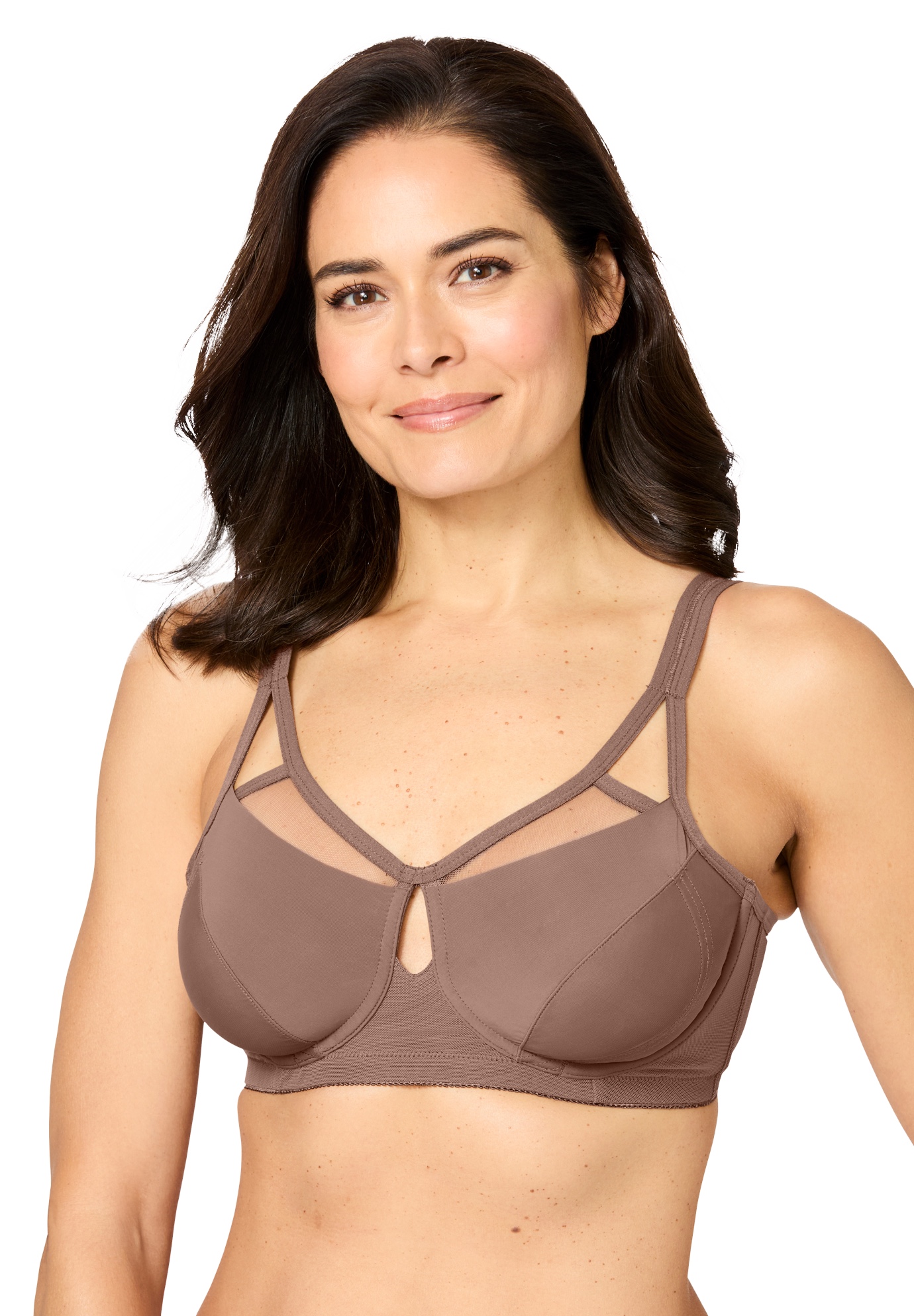Plus Size Women's Full Coverage Mesh Side Wire Bra by Comfort Choice in Mocha Nude (Size 40 DDD)