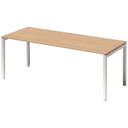Bisley Cito höhenverstellbarer Schreibtisch 200x80 cm, Tischplatte in Ahorn, Gestell in Weiß - PC Tisch für's Büro manuell höhenverstellbar, Image