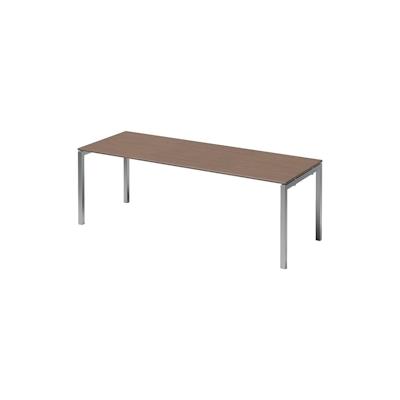 Bisley Cito Schreibtisch 220x80 cm, Tischplatte in Nussbaum, U-Gestell in Silber - Bürotisch & Computertisch, PC Tisch für's Büro, Arbeitshöhe: 74 cm Image