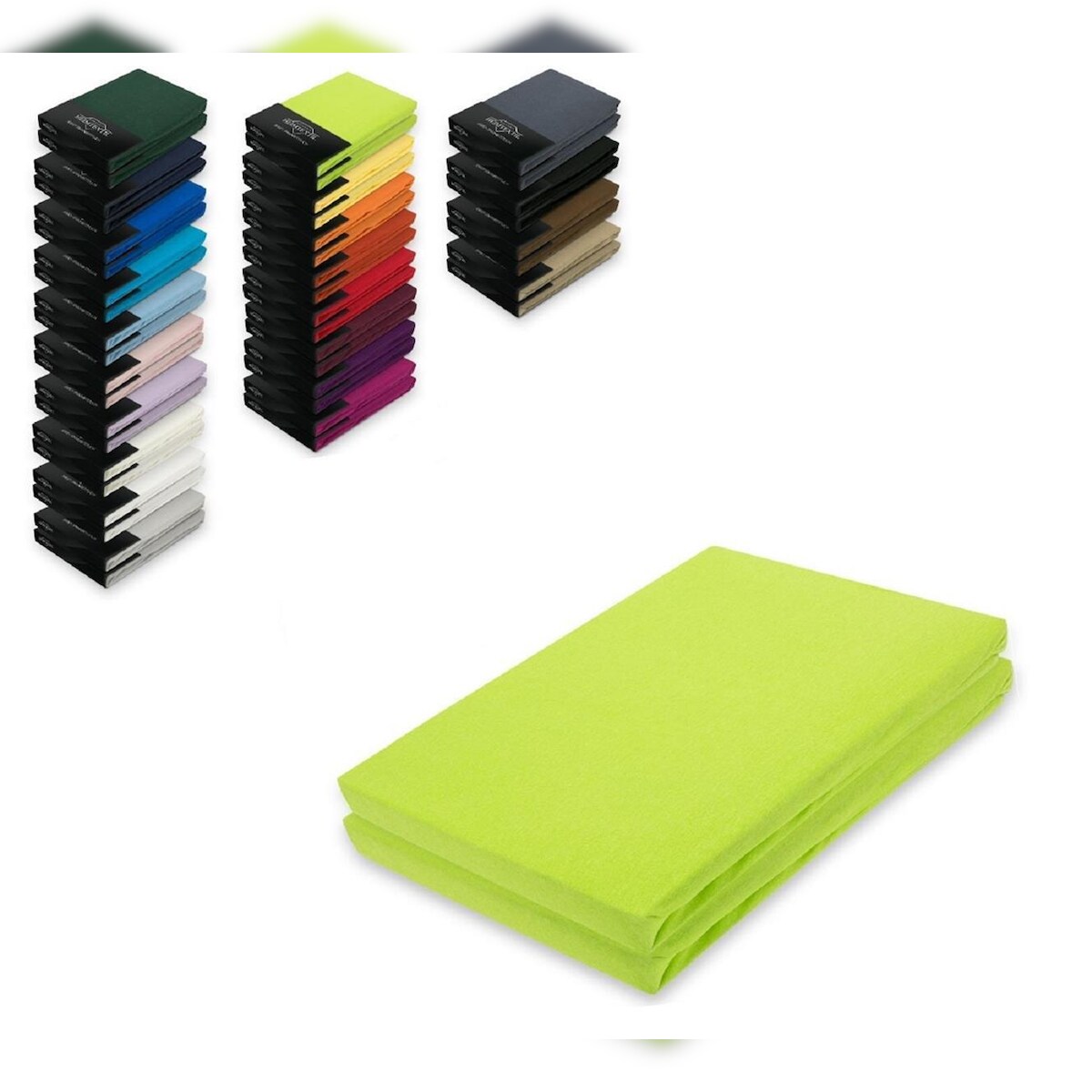 EXKLUSIV HEIMTEXTIL Topper Jersey Spannbettlaken Doppelpack 180x200 cm Apfelgrün Image