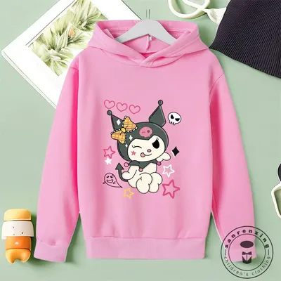 Cute Kuromi Hoodie Cartoon Anime Funny Print Sweatshirt Girls Kids Clothes Boys Clothing Winter