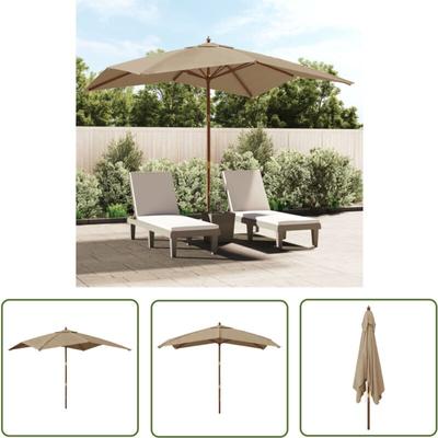 Torana - The Living Store Sonnenschirm mit Holzmast Taupe 300x300x273 cm - Gartenschirm Image