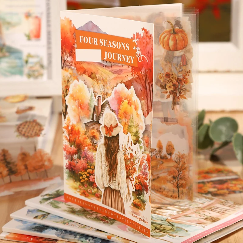 4 Stile, 20 Blatt/Buch, Reisethema, gestanztes Aufkleberbuch für DIY-Handbuch, Fotorahmen, Sammelalbum, Umschlag, Kalender, Dekoration Image