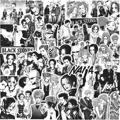 66pcs schwarz weiß Anime Nana Aufkleber coole Cartoon Aufkleber Dekoration für Koffer Laptop Telefon Image