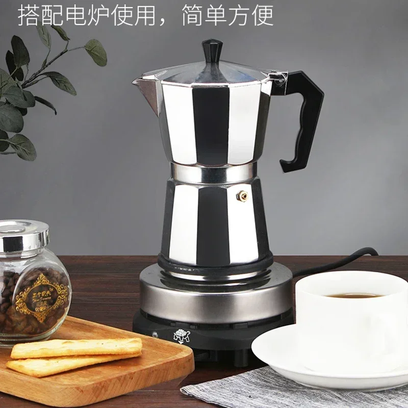 150 Aluminium Moka Topf mit elektrischem Brenner Herd Kaffee maschine Espresso Perkolator Mokka Wasserkocher Heizung Haushalt Image