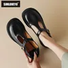 Simloveyo 2024 neue Sommer Vintage Frauen Wohnungen 32 33 runde Zehen schnalle T-Riemen große Größe 42 43 Freizeit weichen täglichen Mary Janes Schuh