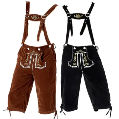 Bayerische Lederhosen-Trägerhose für Männer, traditionelle Oktoberfest-Kostüme, Bierfest, männliches Cosplay, Halloween-Party-Outfit Image