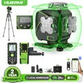 Huepar-Niveau laser à faisceau vert S04CG, 16 lignes 4D, outils de niveau laser à ligne croisée auto-décrochante avec écran LCD, support d'invite murale à distance