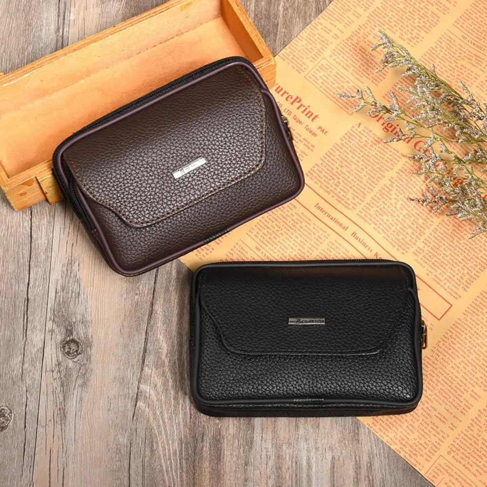 Pu Leder Männer kleine Hüft tasche einfarbige Gürtel tasche Pack lässig Fanny Business Hüft tasche Männer Reise Sport Gürtel Gürtel Gürtel tasche Image