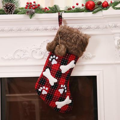 Christmas Decorations, Plaid Fur-Collar Socks, Christmas Tree Ornaments, and Cartoon Candy Bags