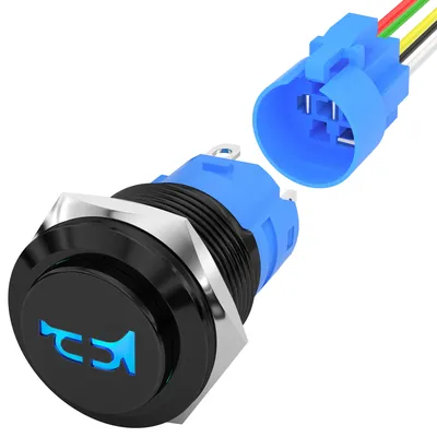 DaierTek 12V Horn Switch Horn Button Switch 12V 16MM Momentary Push Button Switch Speaker Horn