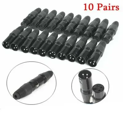 10 Pairs XLR DMX 3 Pin Microphone Audio Cables Plug Connectors Male Female MIC Snake Plug Cable