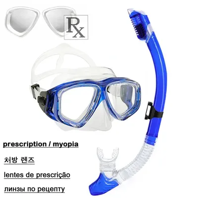 Customize Prescription Diving Mask Set Myopia Optical Swimming Mask with Dry Tube Diopter from -1.0