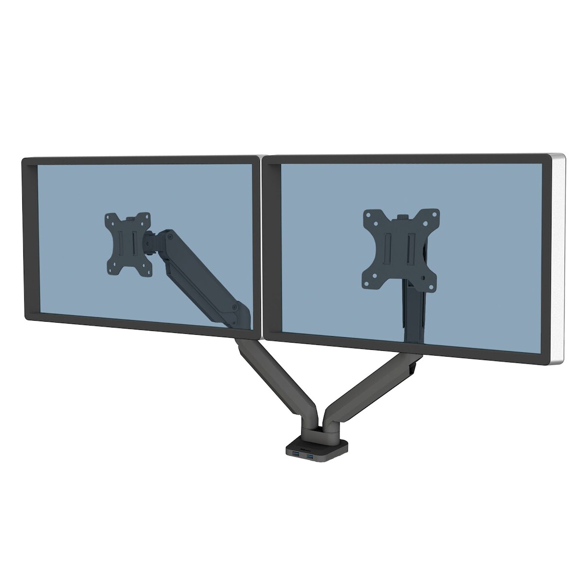 Fellowes Monitor Halterung 2 Monitore bis je 32 Zoll (81,28 cm) - Platinum Series Monitor Arm mit Gasfeder, USB Ports, Befestigung mit Klemme oder Image