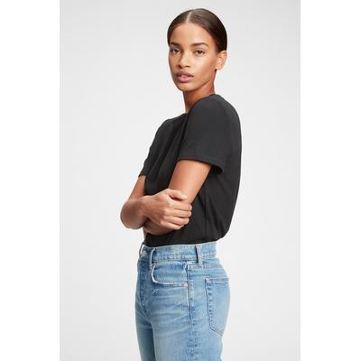 Gap Womens Black Vintage 100% Organic Cotton Crew Neck Short Sleeve T-Shirt - Black