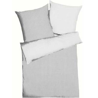 Wendebettwäsche KAEPPEL "Eternity Combo Bettwäsche, Satin mit seidigem Glanz, Streifen-Design", silber, B/L: 200cm x 200cm, 2 St., Feinbiber, B/L: 80cm x 80cm & 80cm x 80cm, Feinbiber, Obermaterial: 100% Baumwolle, Bettwäsche Image
