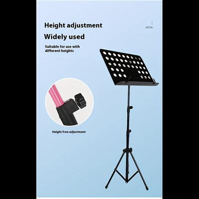 TEMU Portable Folding Music Stand With Storage Bag - Alloy, Black - Ideal For Guitar & Sheet Music Practice, Portable Guitar System