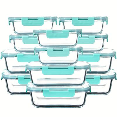 TEMU 12 Pack Glass Food Storage Containers With Lids, Airtight Glass Meal Prep Containers, Stackable & Leak-proof