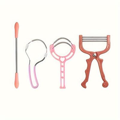 TEMU 4pcs Women' Hair Remover Set - Portable, Waterproof, Hypoallergenic Facial Hair Removal Tool For Face, Chin, Cheeks, Beard, Upper Lip - Stainless Steel Coil, No Chemicals