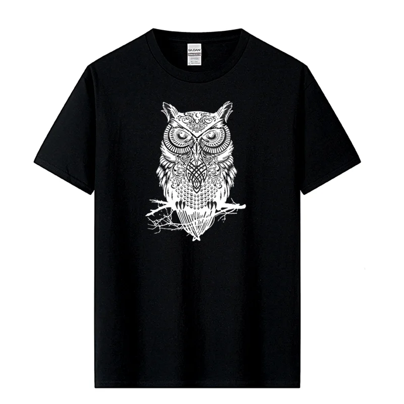 T-Shirt da uomo 100% cotone T-Shirt Casual stampa gufo estate allentata o-collo divertente T-Shirt per uomo manica corta T-Shirt maschile Top