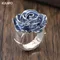 Anelli di fiori di olio a goccia di moda per accessori da donna Anello di colore argento largo elastico regolabile alla moda Regalo di gioielli da ballo per feste