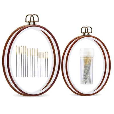 4 Pack Oval Embroidery Hoop, Imitated Wood Display Frame Embroidery Frame and Cross Stitch Hoop for Art Craft Sewing