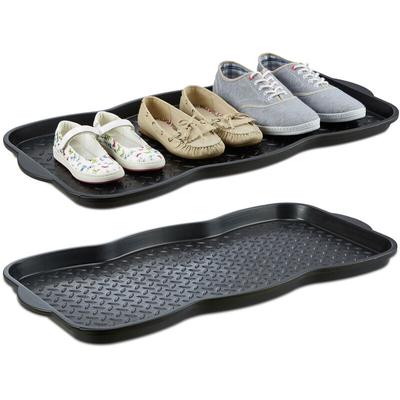 2x Schuhabtropfschale groß, Kunststoff Schuhablage für 6 Schuhe, Profil Schmutzfang, HxBxT: 3 x 75 Image