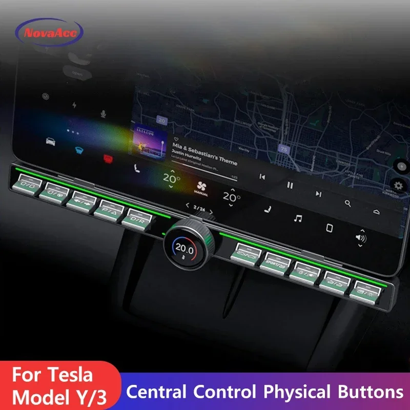 Zentraler Steuerbildschirm, intelligente physische Tasten für Tesla Model Y 3 2021–2024 mit Umgebungsbeleuchtungs-Multifunktionspanel Image