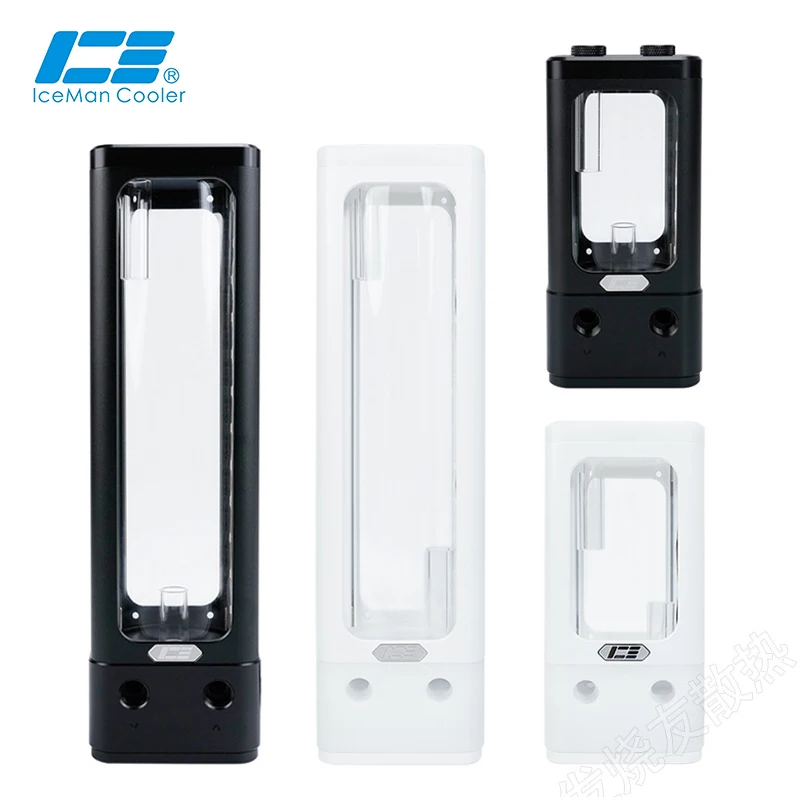IceManCooler Wasserkühlungstank-Reservoir mit Halterung, + 5V 3PIN System-Unterstützung Sync-Motherboard, Schwarz, Weiß, ICE-DX3 Image
