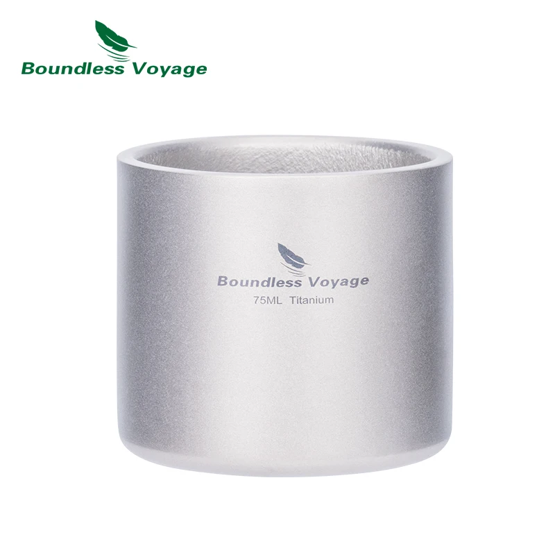 Boundless Voyage Titan doppelwandiger Becher, leichter kleiner Campingbecher mit Aufbewahrungstasche für Reisen, Wandern, täglichen Gebrauch Ti3045D Image