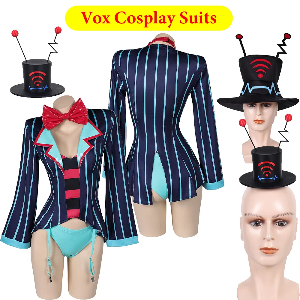 Vox Dessous Cosplay Hut Cartoon Badeanzug Bikini Kostüm Krawatte für Frauen Erwachsene Outfits Halloween Karneval Party Rollenspiel Anzug Image