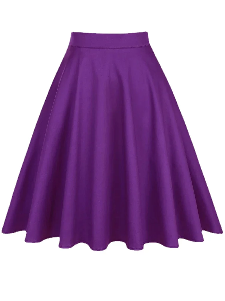 Harajuku Vintage A-Linie Flare Swing Röcke 2024 Neue Mode Lila Retro Punk Frauen Sommer Baumwolle 50 s Swing Casual Skater Rock