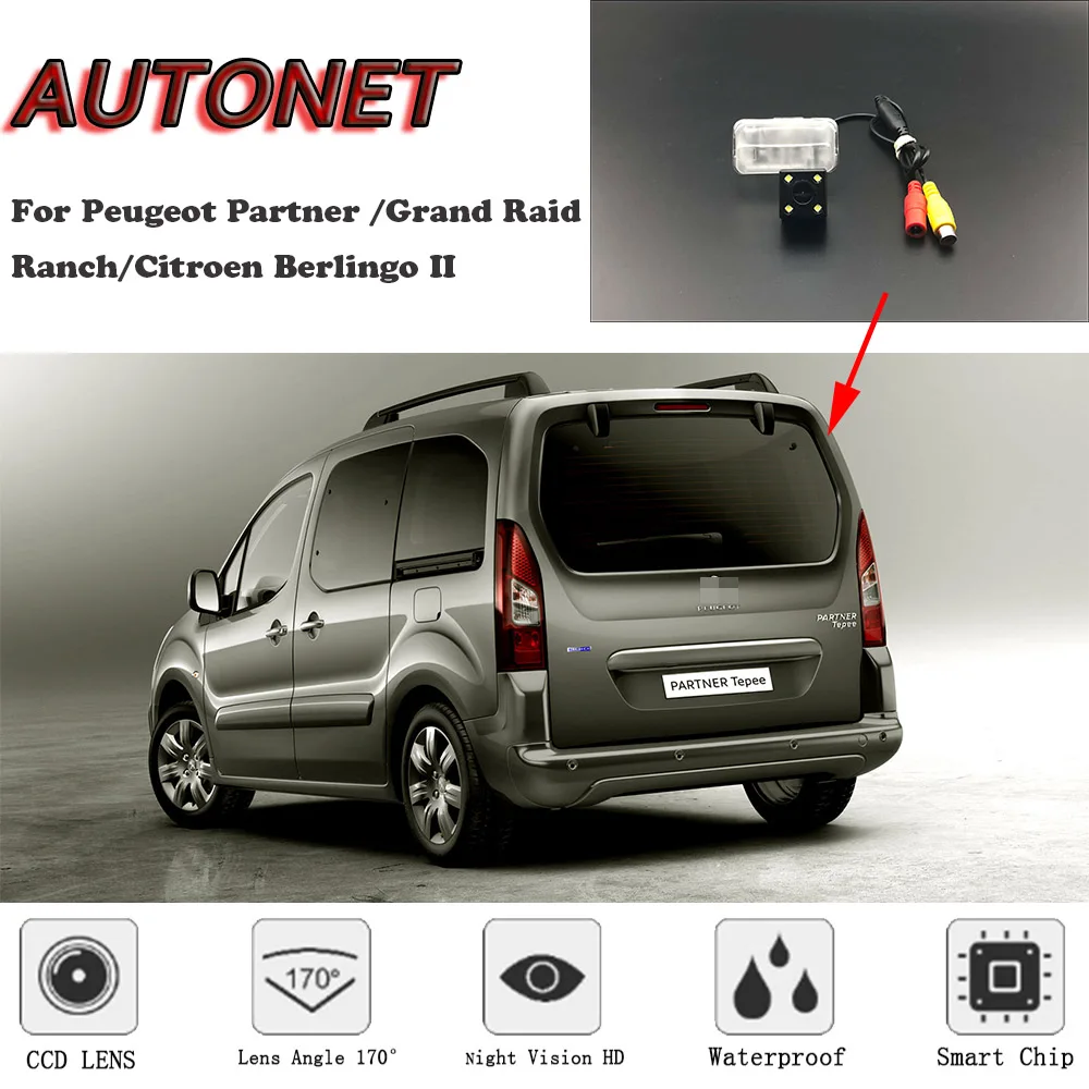 AUTONET HD Nachtsicht-Backup-Rückfahrkamera für Peugeot Partner Tepee/Grand Raid/Ranch/Berlingo 2/Kennzeichenkamera Image