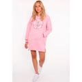 Sweatkleid ZWILLINGSHERZ ""Zuhause am Strand"", Damen, Gr. S/M, N-Gr, rosa (light pink), Sweatware, Obermaterial: 50% Baumwolle, 50% Polyester, unifarben, modisch, lässig geschnitten mini, V-Ausschnitt, Langarm angesetztes Bündchen, Kleider, mit...