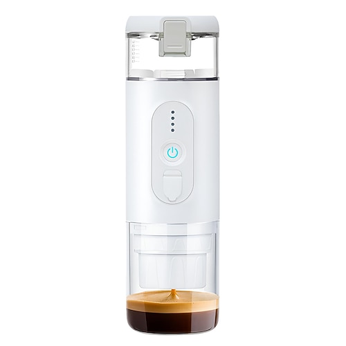 tragbare elektrische Espressomaschine, kabellose Heizung, Einzelportions-Mini-Kaffeemaschine mit 2-in-1-Kaffeepulver-/Kapselbehälter, Pumpendruck, automatische Brühfunktion, 2500 mAh