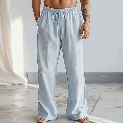 Herren Hose Einfach Volle Länge Lässig Täglich Leicht Blau Mikroelastisch