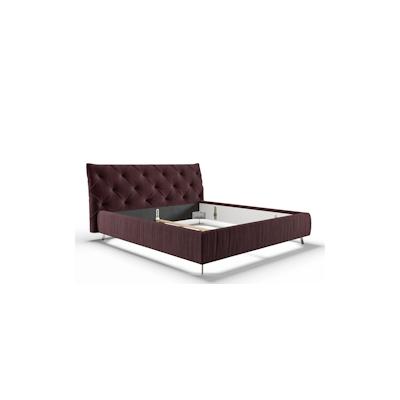 KAWOLA Bett ANNY Polsterbett Kopfteil niedrig Velvet purple 140x200cm