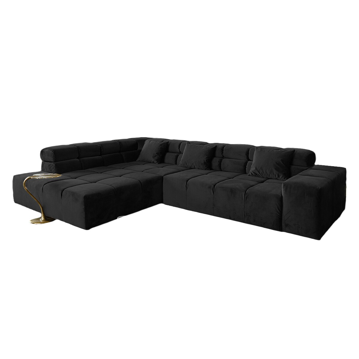 KAWOLA Sofa NEVADA Ecksofa Velvet schwarz Recamiere links Image