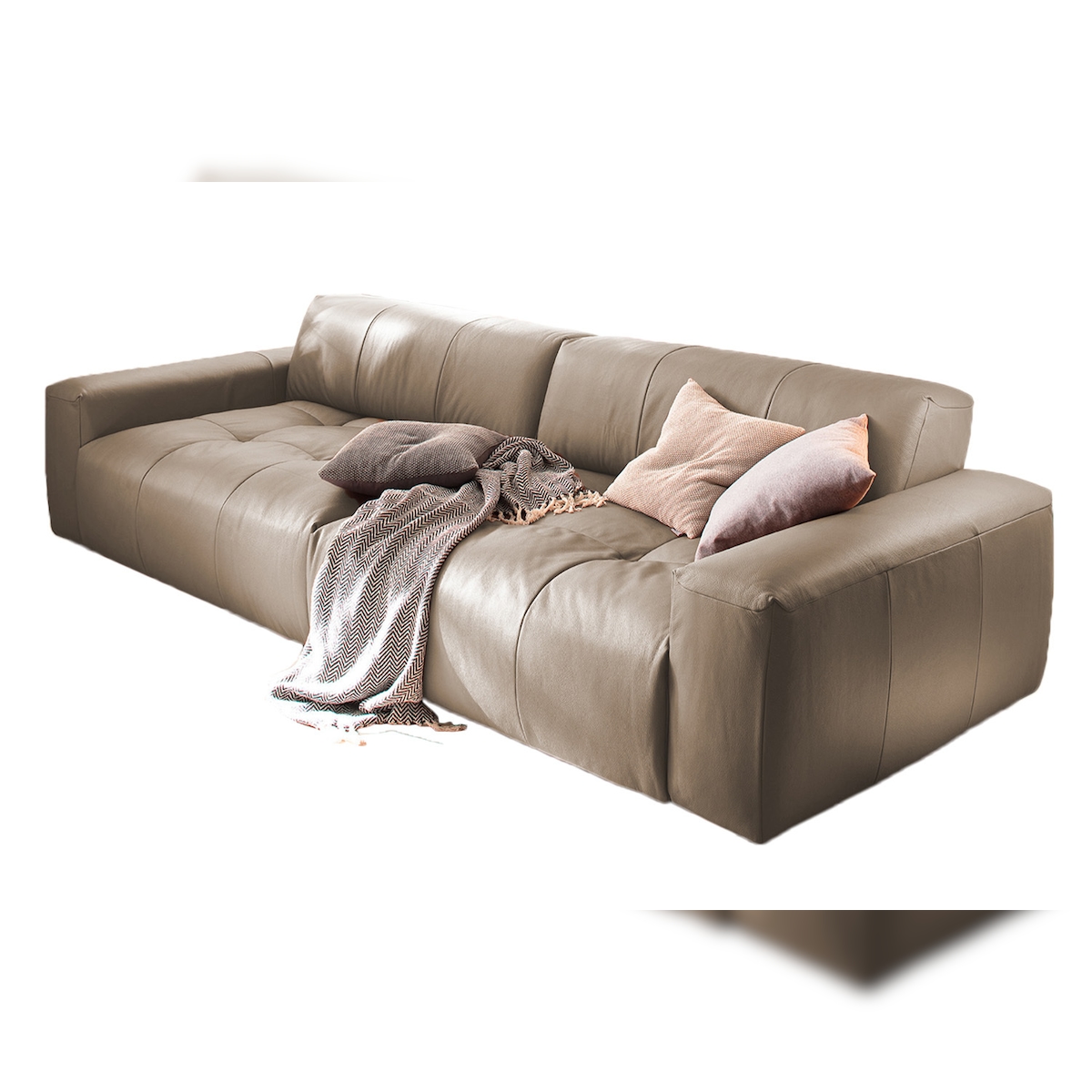 KAWOLA Big Sofa PALACE 3-Sitzer mit Sitztiefenverstellung Leder taupe Image