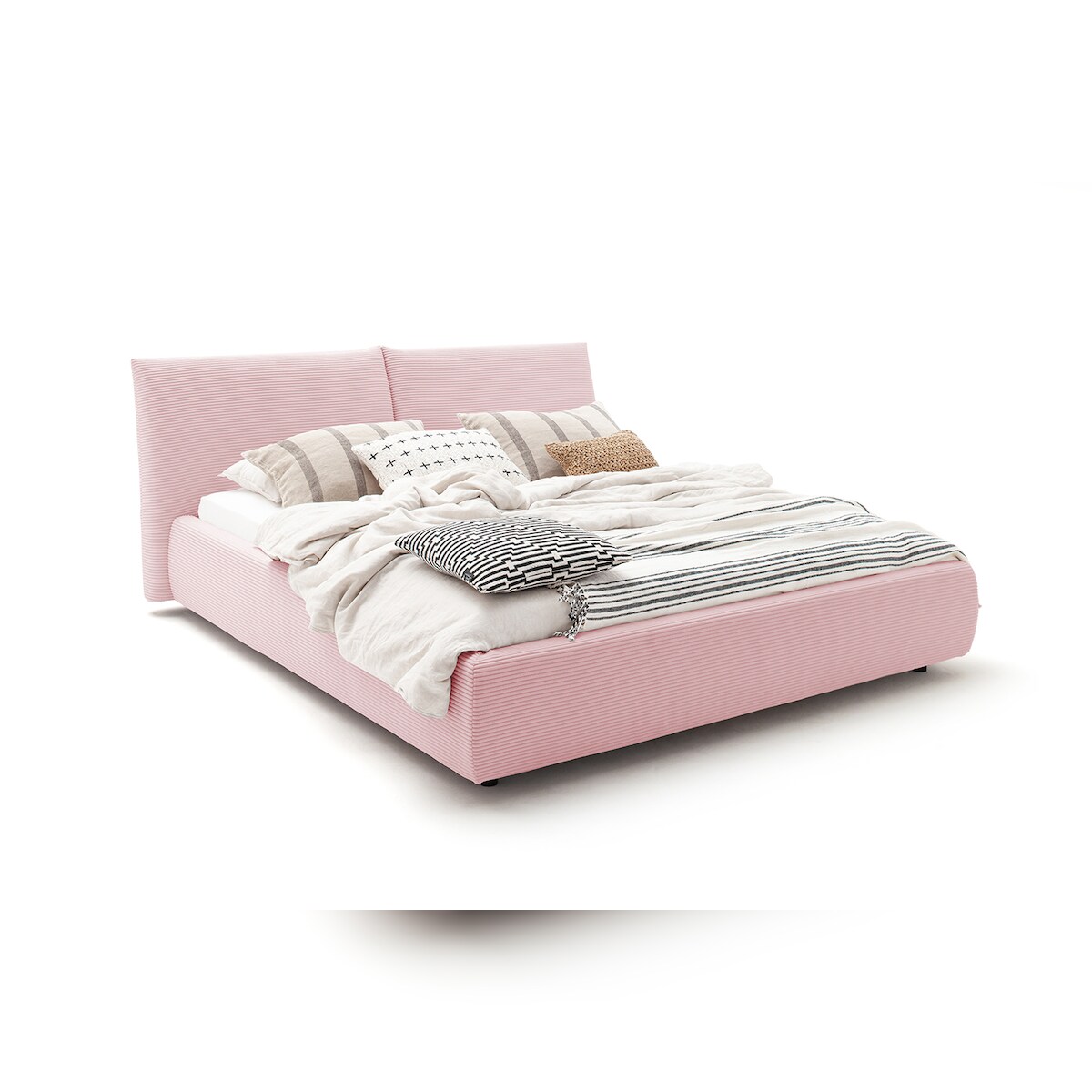KAWOLA Bett HENRY Polsterbett Cord rosa 200x200cm Image