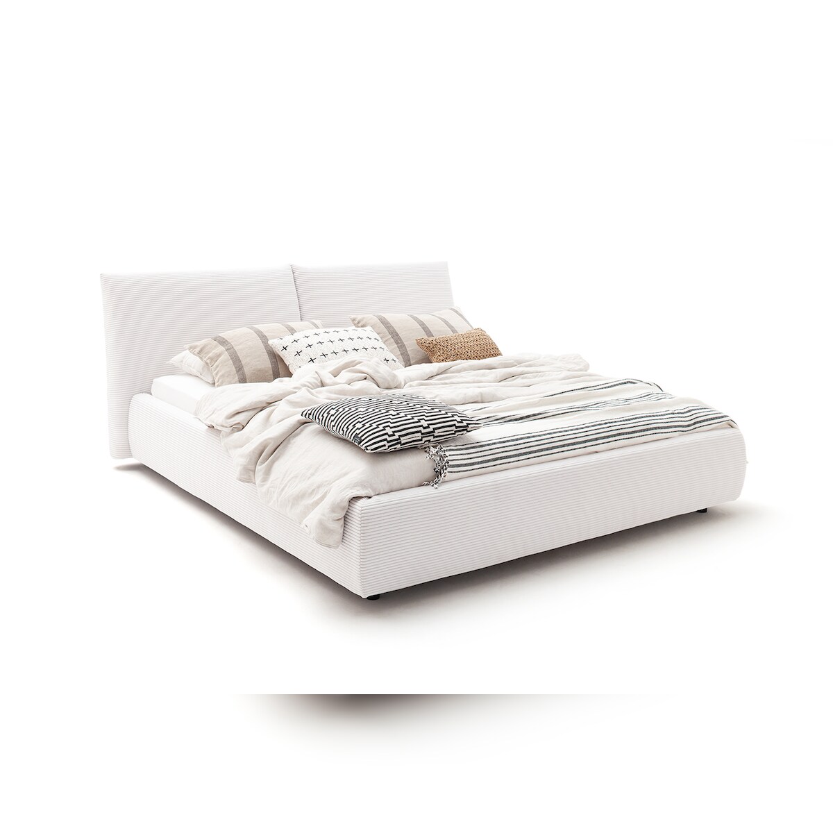 KAWOLA Bett HENRY Polsterbett Cord cremeweiß 180x200cm Image