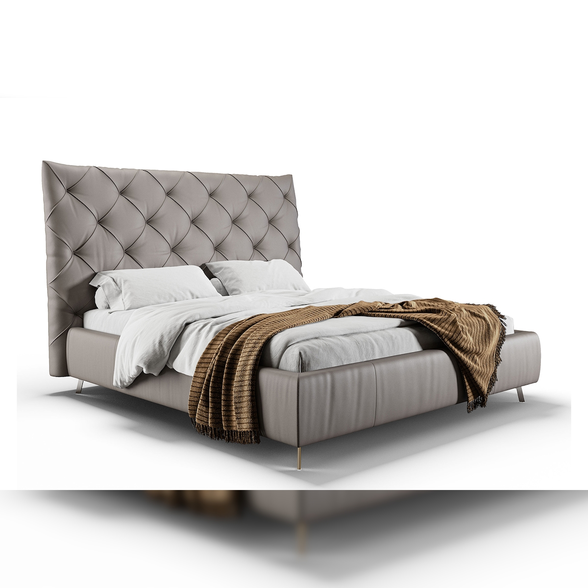 KAWOLA Bett ANNY Polsterbett Leder grau 180x200cm Image