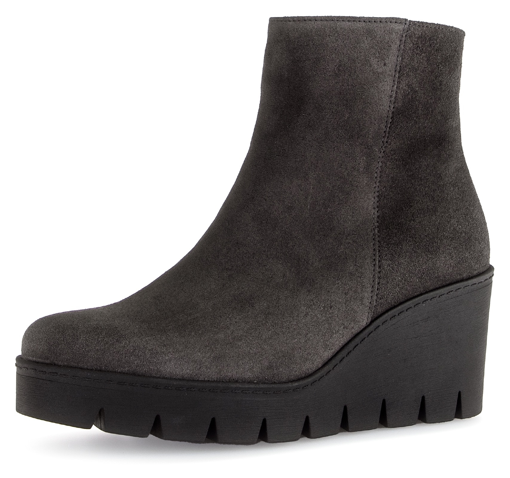 Stiefelette GABOR, Damen, Gr. 35, grau, Veloursleder, unifarben, Klassisch, Schuhe, Keilabsatz, Ankleboots, Komfortschuh mit Best Fitting-Ausstattung
