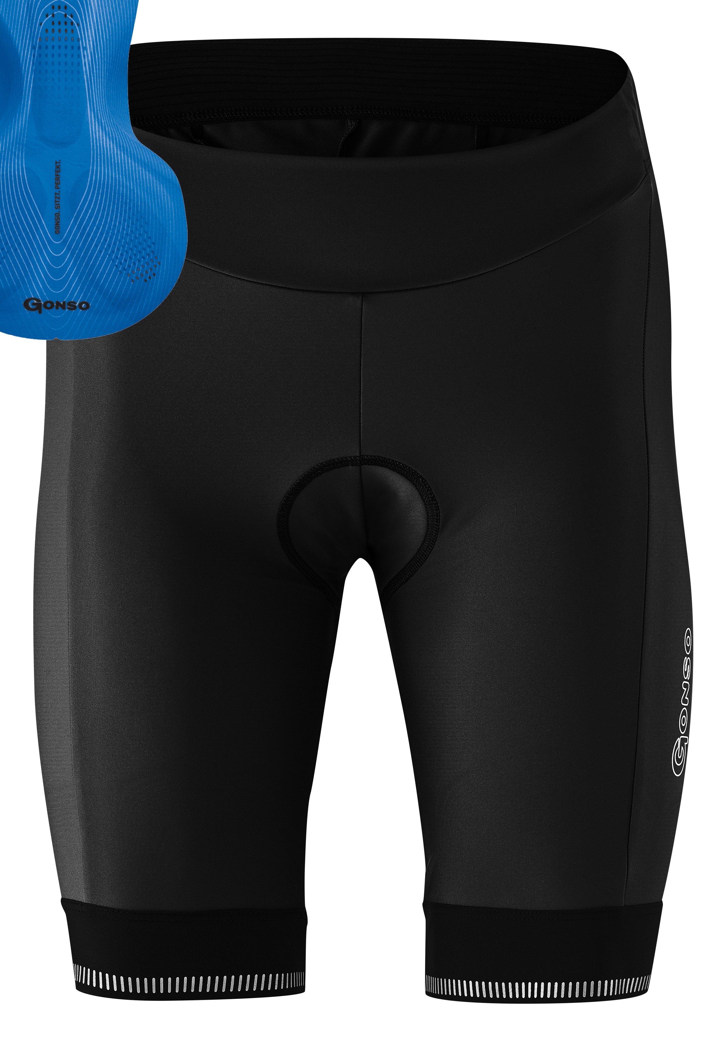 Fahrradhose GONSO "SITIVO W", Damen, Gr. 38, Normalgrößen, blau, 65% Polyamid (Recycelt), 35% Elasthan, Hosen, Damen Radhose mit innovativem Sitzpolsterkonzept Image