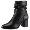 Stiefelette MARCO TOZZI, Damen, Gr. 38, schwarz, Lederimitat, unifarben, klassisch, Schuhe, Blockabsatz, Businessschuh mit Falten im slouchy Look