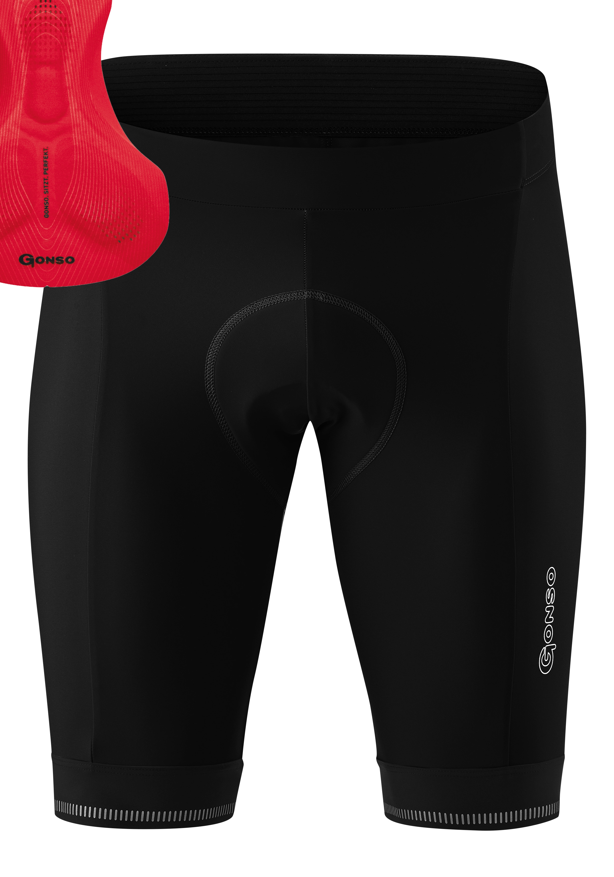 Fahrradhose GONSO "SITIVO M", Herren, Gr. XL, Normalgrößen, rot, 65% Polyamid (Recycelt), 35% Elasthan, Hosen, Herren Radhose mit innovativem Sitzpolsterkonzept Image